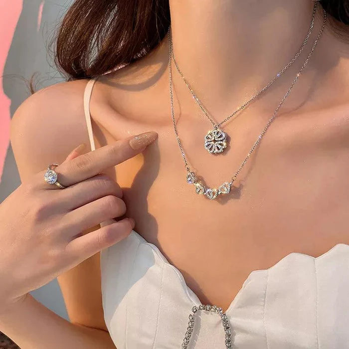 Colar de trevo de quatro folhas para Mulheres,vem com caixa de presente rosa🌹