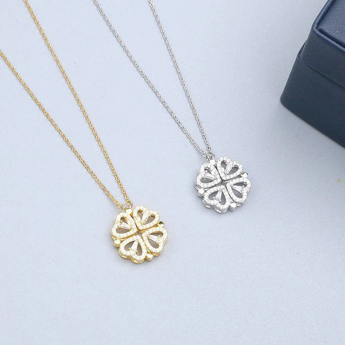 Colar de trevo de quatro folhas para Mulheres,vem com caixa de presente rosa🌹
