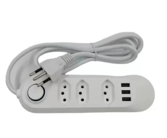 Extensão De 4 Tomadas Com 3 Usb Branco Bivolt Cabo 2 Metros - Entrega FLASH⚡