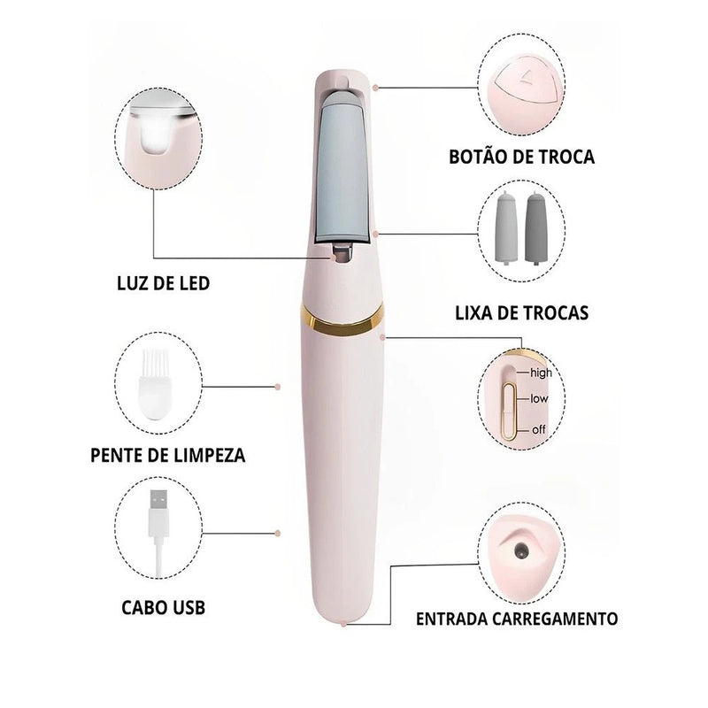 Lixadeira elétrica de pé de lixa elimina pilha USB portátil - Calos, Pé encardido e Rachaduras nunca Mais! ✅ - FRETE GRATIS
