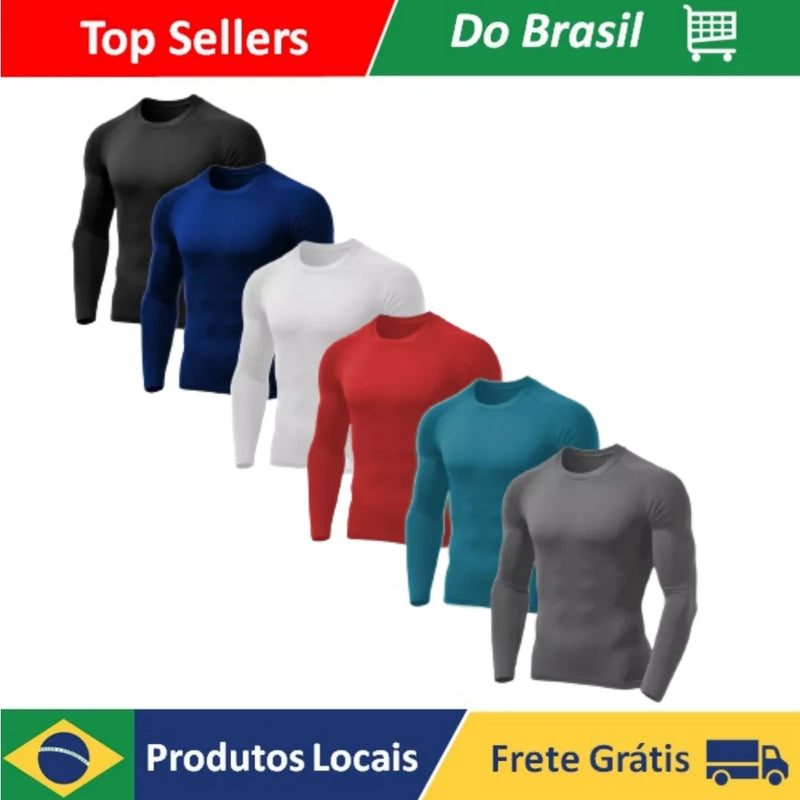 Camiseta de Compressão Térmica, Segunda Pele UV Tecido Gelado 50+ Masculina - Últimas Unidades -  Frete Gratis Somente Hoje!!