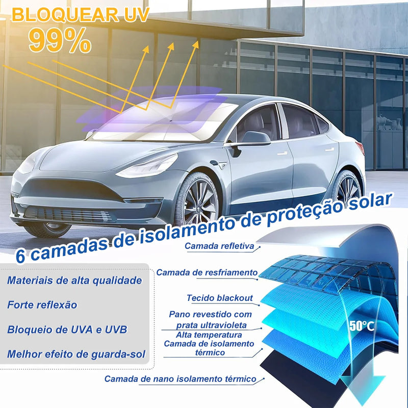 Pára-brisa dianteiro do carro, proteção contra o sol, guarda-chuva, bloqueio do sol, suprimentos de resfriamento do interior do carro✅  -  FRETE GRATIS