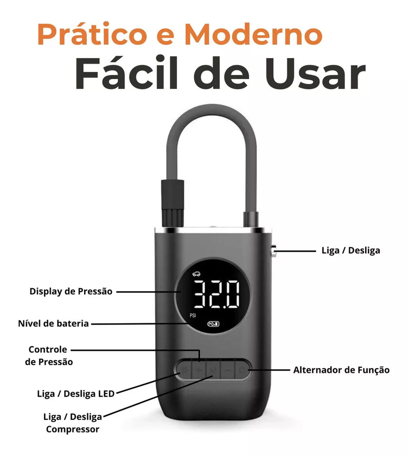 Calibrador Compressor Pneu Digital Carro Bike Moto Sem Fio✅ - FRETE GRATIS