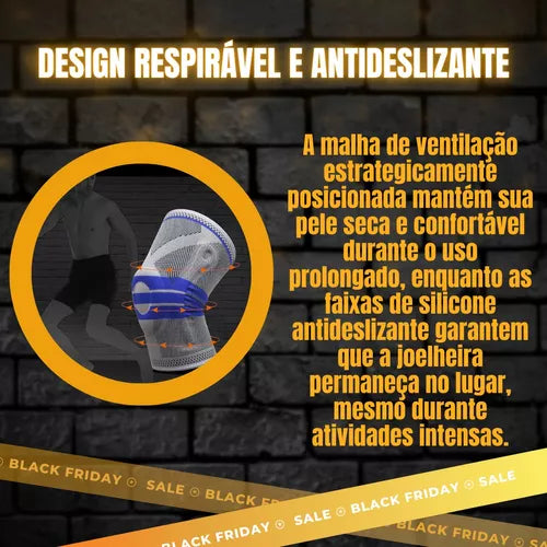 Joelheira De Compressão Ortopédica Amortecedor De Silicone - FRETE GRATIS☑️