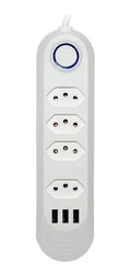 Extensão De 4 Tomadas Com 3 Usb Branco Bivolt Cabo 2 Metros - Entrega FLASH⚡