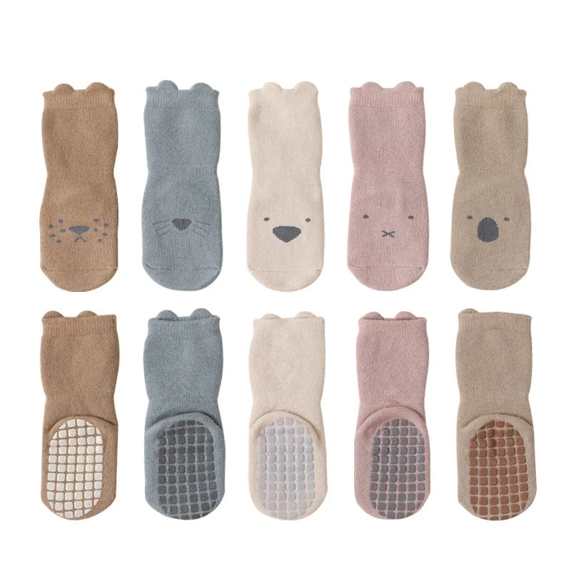 Meias de Recém-Nascido de Desenhos Animados, Meias Infantis Antiderrapantes, Meias Bonitinhas para Meninos em Algodão para Bebês e Crianças Pequenas