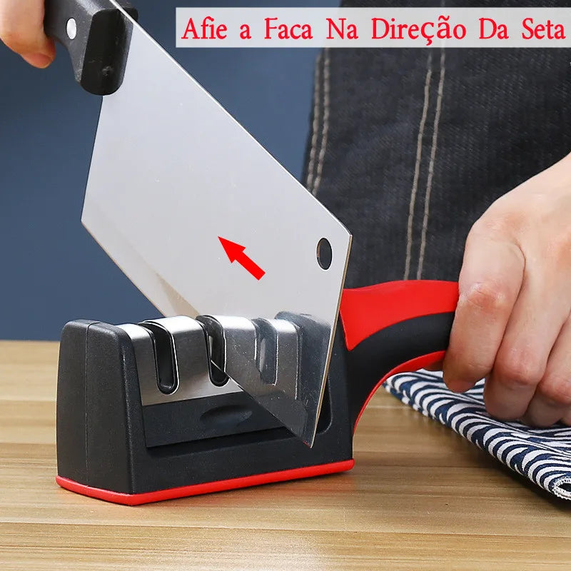 Afiador profissional das facas de aço inoxidável com 3 apontadores profissionais 21.5*5.8*5.1 cm - FRETE GRATIS☑️