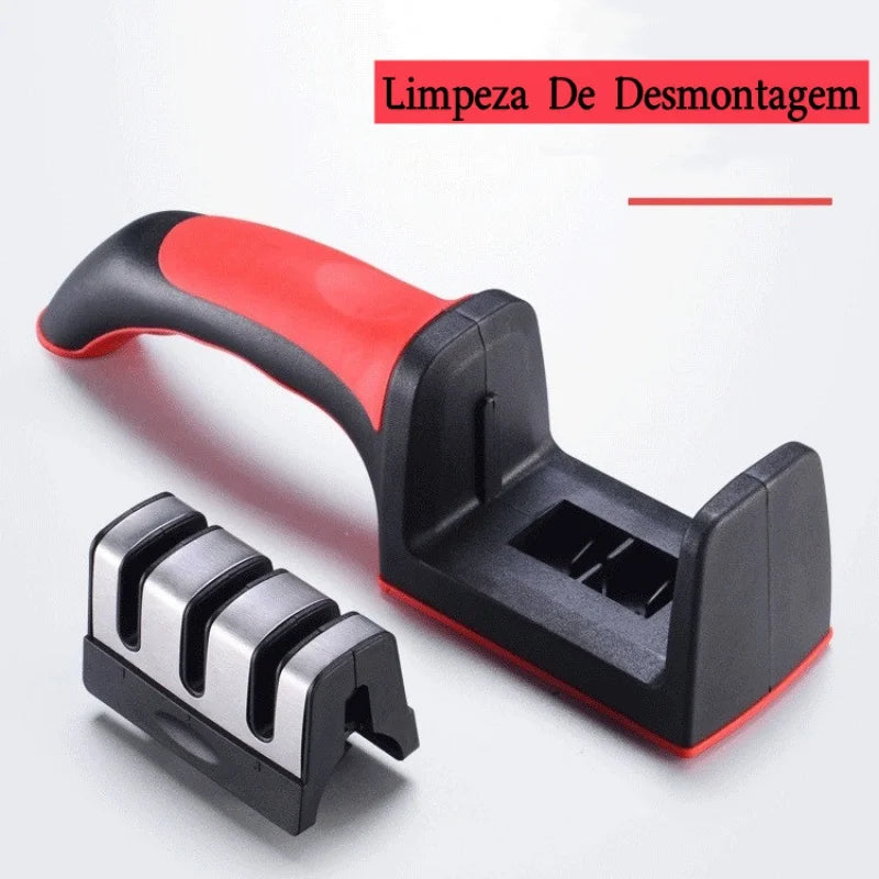 Afiador profissional das facas de aço inoxidável com 3 apontadores profissionais 21.5*5.8*5.1 cm - FRETE GRATIS☑️