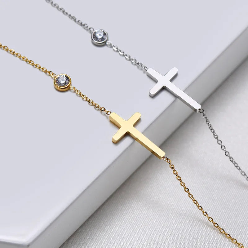 Pulseira Cruz com Zircônia ajustável - FRETE GRATIS✅