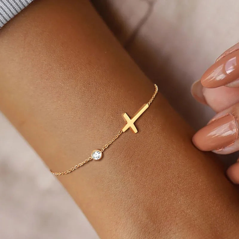 Pulseira Cruz com Zircônia ajustável - FRETE GRATIS✅