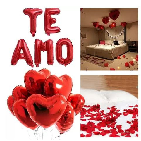200 petalas/10velas/4Balão Metalizado Coraçã/Te Amo🌹💕