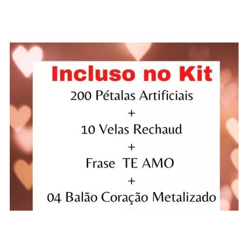 200 petalas/10velas/4Balão Metalizado Coraçã/Te Amo🌹💕