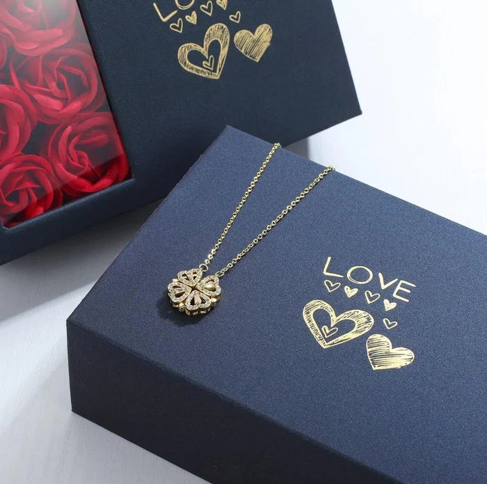 Colar de trevo de quatro folhas para Mulheres,vem com caixa de presente rosa🌹